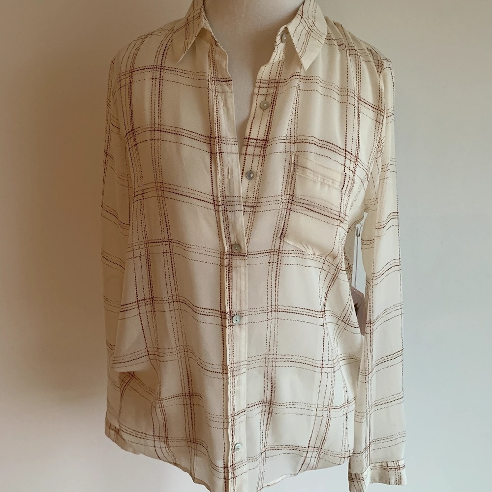 F21 Cream/Rust Button Blouse - Picture 2 of 5